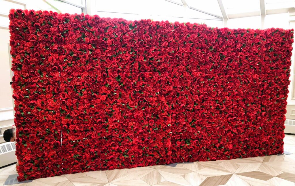 Red Flower Wall - Burlington Flower wall rentals